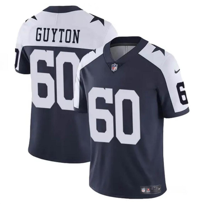 Men's Dallas Cowboys #60 Tyler Guyton Navy/White 2024 Draft Vapor Untouchable Thanksgiving Limited Football Stitched Jersey